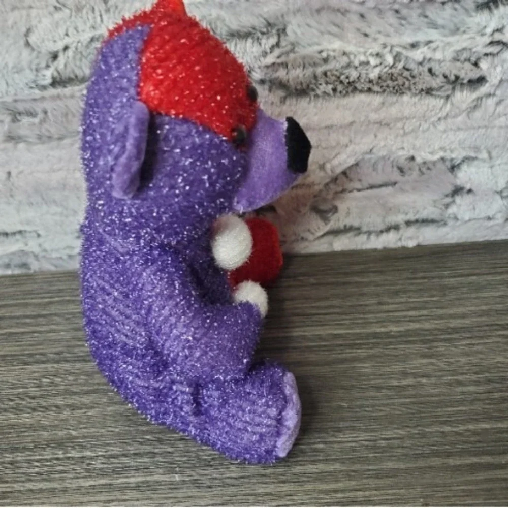 Half And Half Red Purple TEXTURED Teddy Bear Plush Red Hat Society Novelty